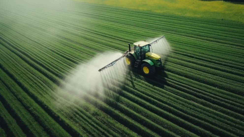 tractor in a big field