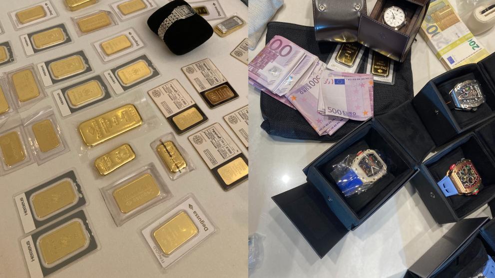 seized goods, gold, watches, cash